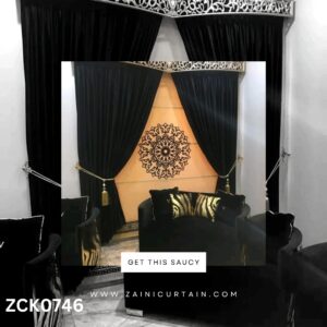 Black Theme with Center Round Stamp Curtains Blind