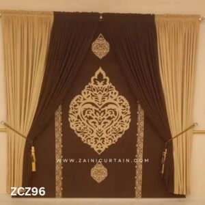 Brown & Beige Colour Curtains & Blind Set