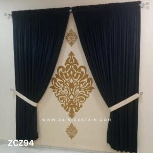 Black and Golden Colour Curtain and Blind Set