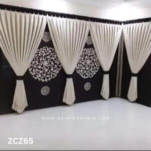 White and Black Colour Curtains and Blind Set