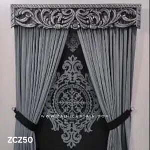 Black and Grey Colour Curtains and Blind Set