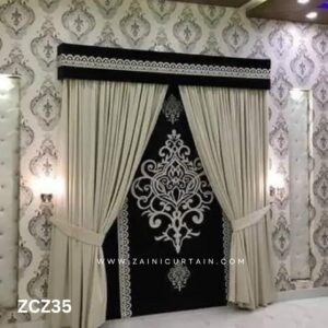Black and White Colour Curtain and Blind Set