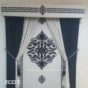 Black and Bright White Colour Curtains and Blind Set