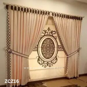 Full Cream Colour with Center Bunch Curtains and Blind Set