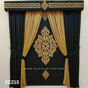 Black and Brown Colour Curtains and Blind Set