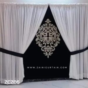 Black and White Colour Curtains and Blind Set