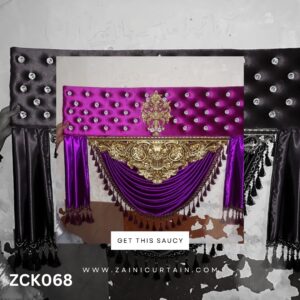 Chiniot Style White Stone Header With Purple Colour Frill Set