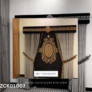 Grey Curtain With Versace Blind Set