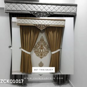Mehendi Colour Curtain With Ash White Blind Set