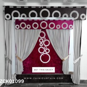 Silk White Curtain With Marhoon Blind Set