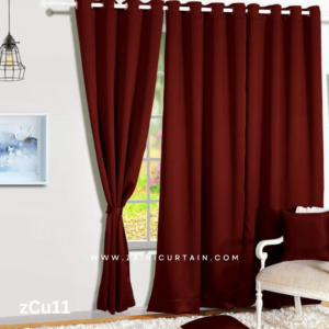 Maroon Plain Cotton Curtain