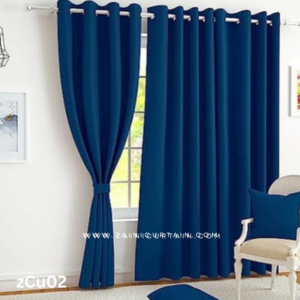 Blue Plain Cotton Curtain