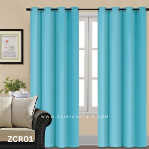 Light Blue Sea Plain Cotton Curtain