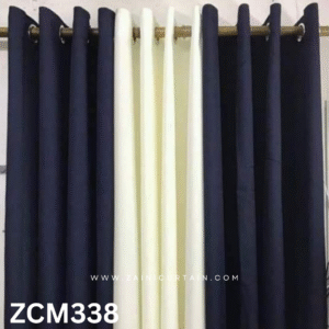 Navy Blue & White Plain Curtain