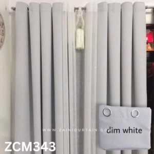 Dim White With Tussle Plain Curtain