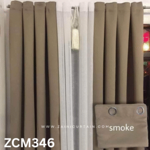 Smoke Colour With Tussle Plain Curtain