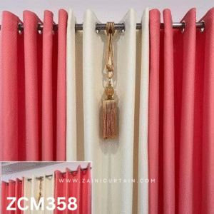 Peach Color With Beautiful Tussle Plain Curtain