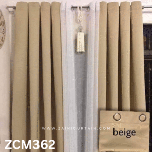 Beige Color With Stylish Tussle Plain Curtains