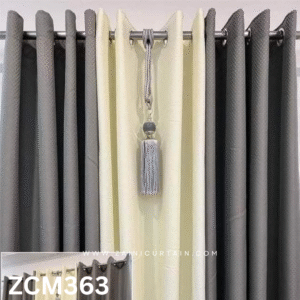 Grey & Cream With Stylish Tussle Plain Curtains