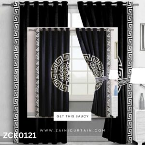 Black with White Laser Work Curtain Blind