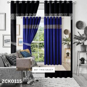 Royal Blue with Beautiful Laser Work Curtain Blind