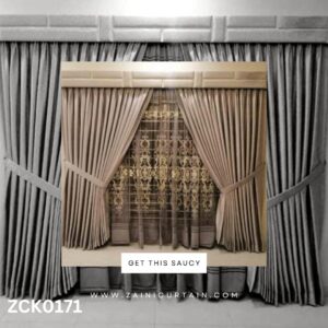 Beige Color Curtain and Blind Set