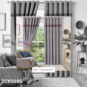 Light Grey & Red Laser Work Curtain Blind