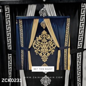 Navy Blue & Light Golden Theme Arabic Style Curtain Blind