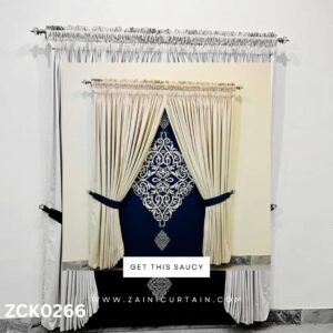 Appealing Cream & Navy Blue Curtain Blinds With Blackout