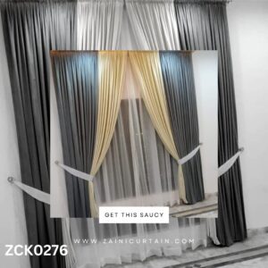 Plain Grey Theme with golden touch Curtain Blind