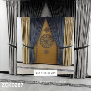 Outstanding Grey & Skin Curtain Blinds With Center Bunch