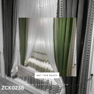 Shefoon Blind with Dark Green Velvet Curtains