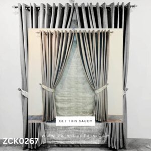 Plain Greyish Theme Silk Curtain Blind