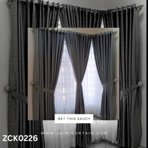 Dark Greyish With Shefoon White Curtain & Blind Set