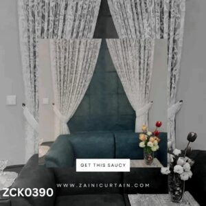 Sacramento Green & White Jacquard Curtain Blinds Set