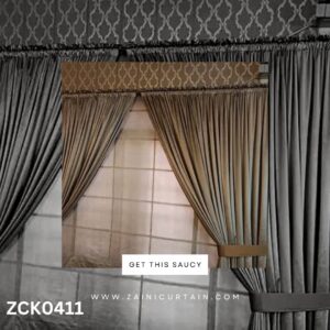 Khaki Colour Curtains and Blind Set