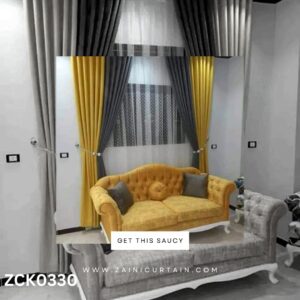 Mustard and Dark Gray Pair Curtain Blind