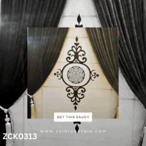 Black and Cream Laser Work Curtain Blind Set