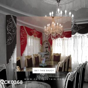 Attractive Red & White Theme with Golden Touch Curtain Blind