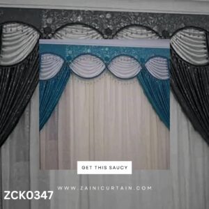Cerulean Blue and White Theme Curtain and Blind Set