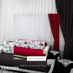 Red Velvet With White Background Curtain Blind