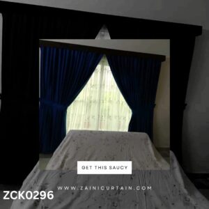 Plain Navy Blue With White Shefoon Curtain Blind