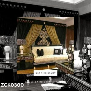 Pure Double Black Theme with Golden Bunch Curtain Blind