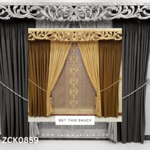 Brown & Gold Theme Bunch Curtain Blind