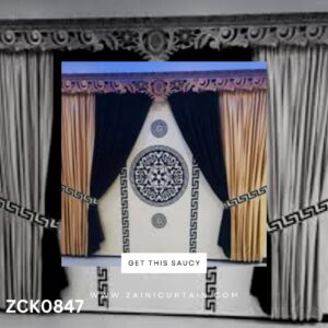 Black & Light Gold Color with Diamond Bunch Curtain & Blind