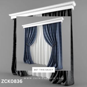 Steel Blue with White Theme Curtain Blind
