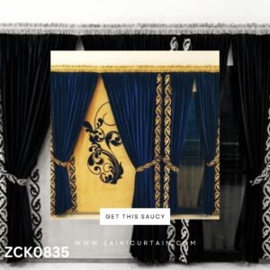 Yellow Golden & Navy Blue Theme Curtain Blind