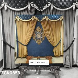 Golden & Steel Blue with Beautiful Style Bunch Curtain Blind