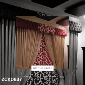 Double Contrast with stylish header Curtain Blind Set