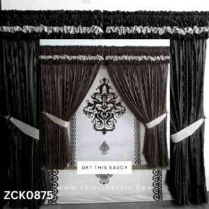 Dark Brown With White Background Curtain Blind